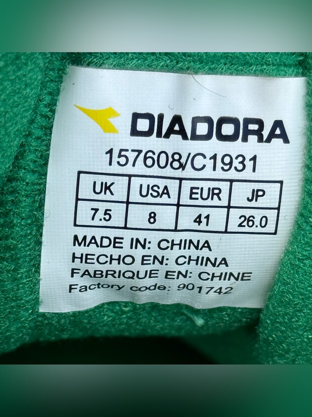 Diadora B Elite Italia Sport Shies Men Size 8 US White Leather Sneakers Italy - Picture 8 of 9